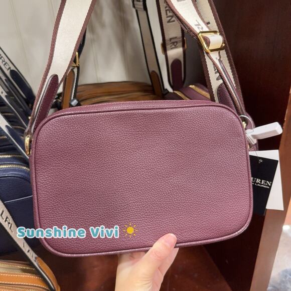 NWT Lauren Ralph Lauren Carrie Pebble Leather Crossbody Bag Wine Red - Picture 5 of 6